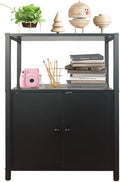 3-Tier Black Bookshelf with 2 Doors L223736
