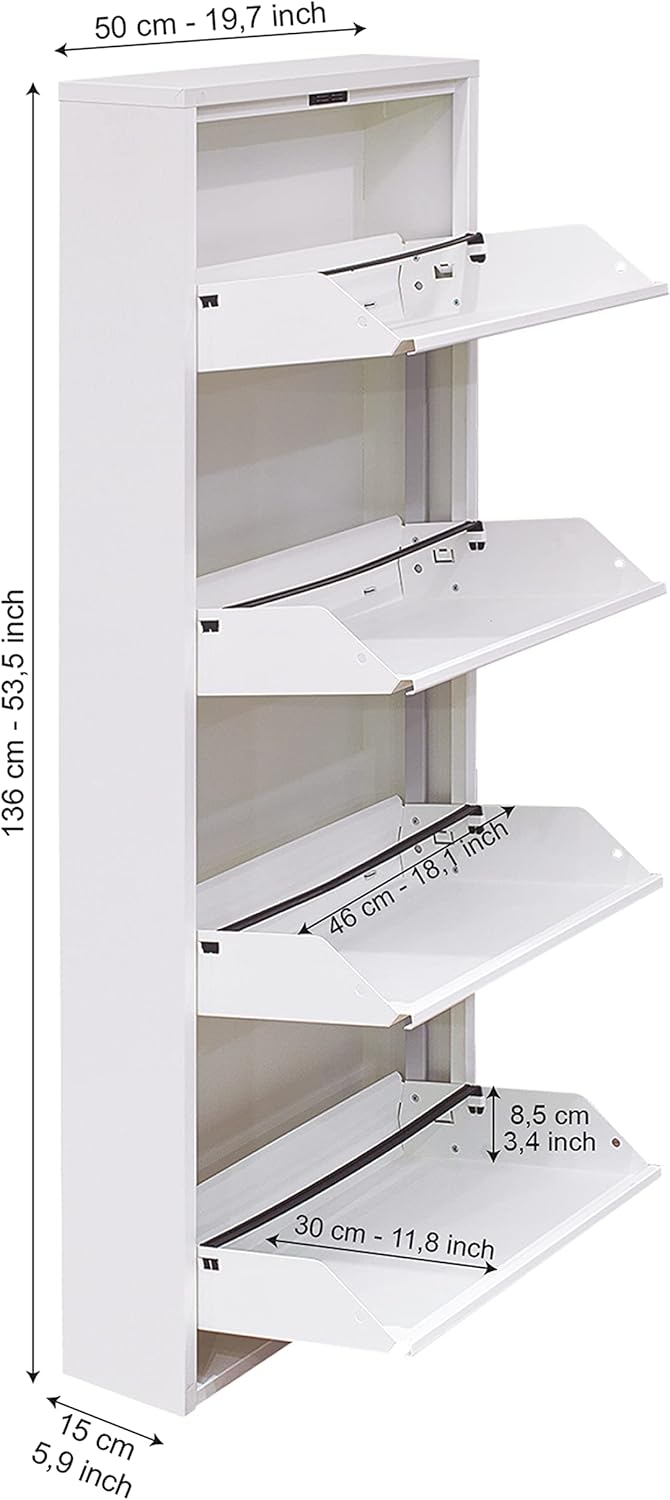 White 3 Tier Shoe Cabinet X565