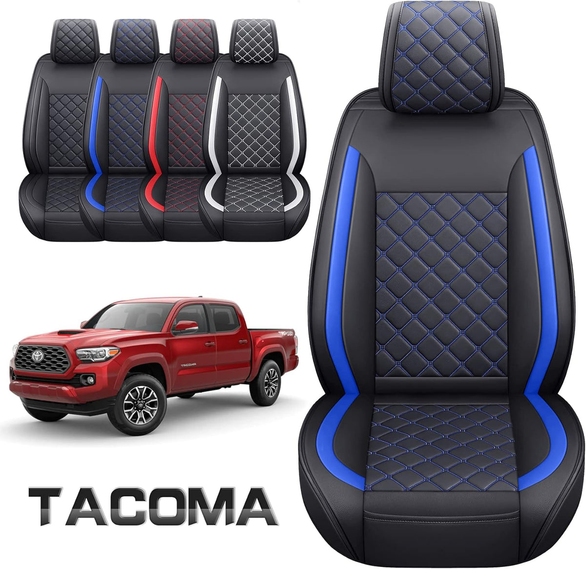 Waterproof Faux Leather Car Seat Covers Full Set Black-White H1986