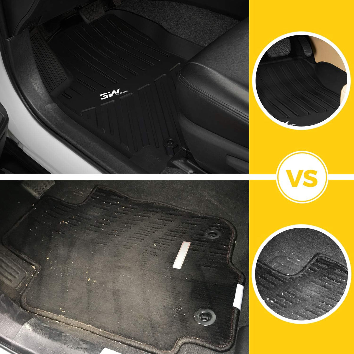Black TPE All Weather Floor Mats Full Set Q373666