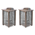 Galvanized Metal and Wood Lantern 2-Pack N2515