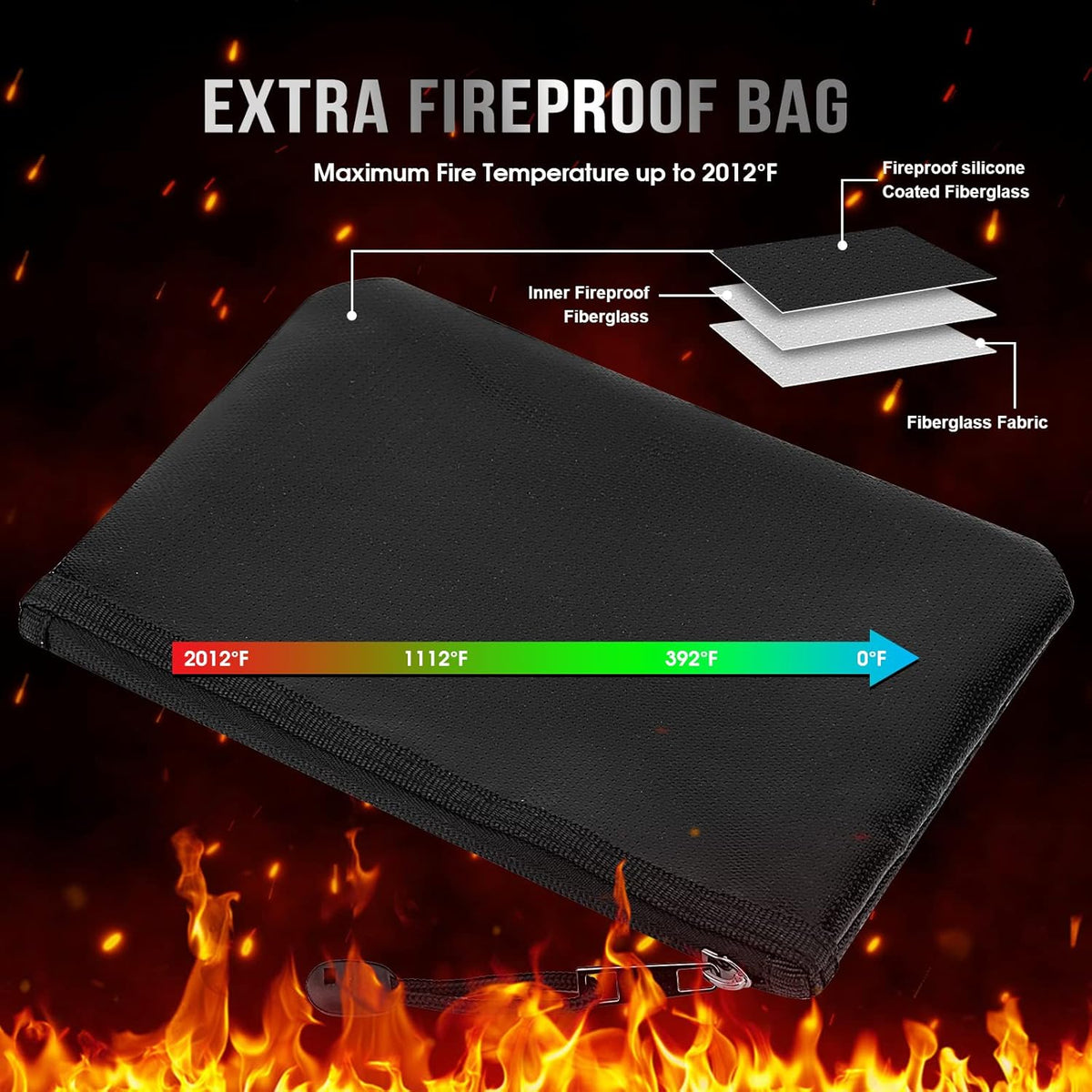 Fireproof Waterproof Safe Box with Lock and Bag P994