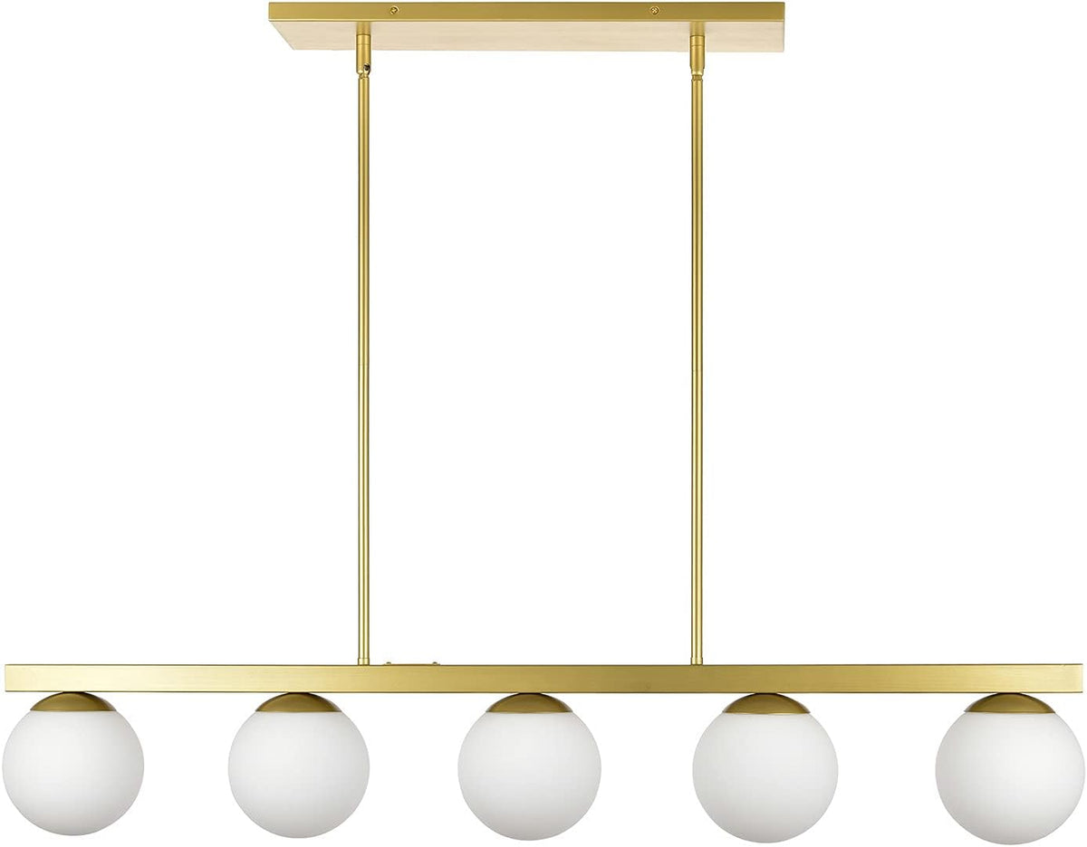 46 inch Satin Brass Frosted Glass Globe Chandelier M940