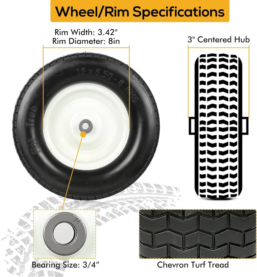 16x6.50-8 Lawn Tires with Rim, Set of 2 P5064