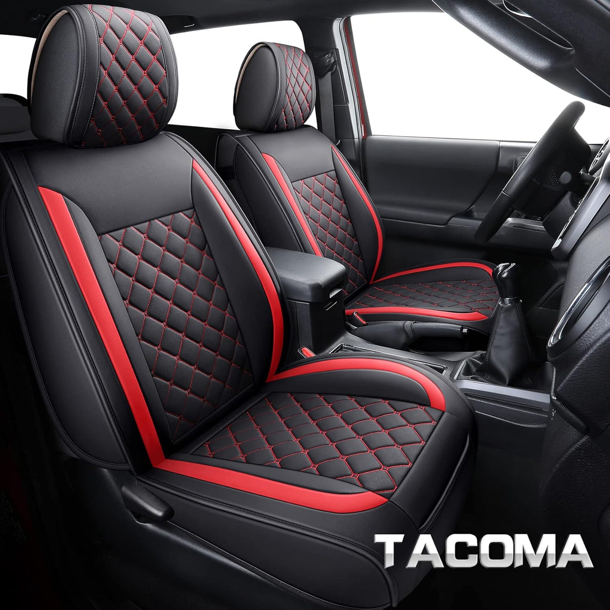 Waterproof Faux Leather Car Seat Covers Full Set Black-White H1986