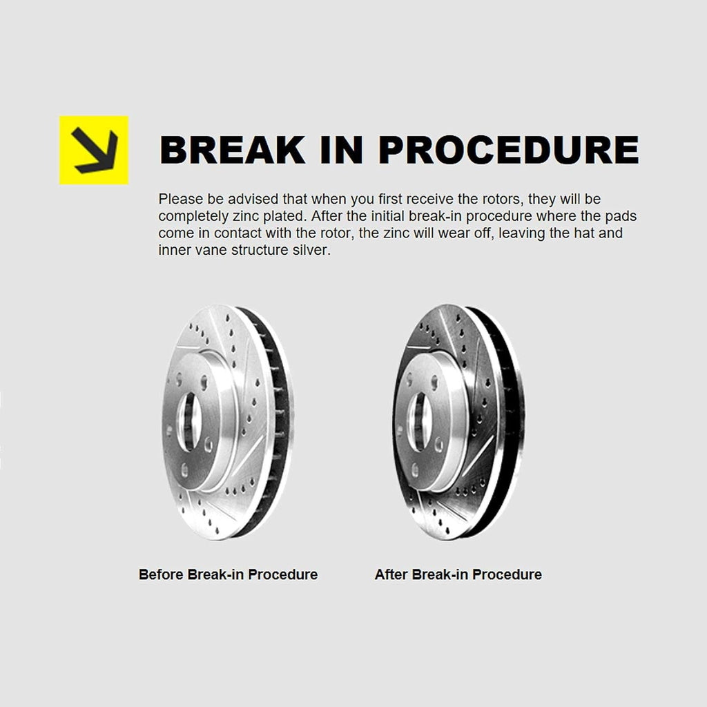 Front Silver Drilled Slotted Ceramic Brake Rotors and Pads V6318