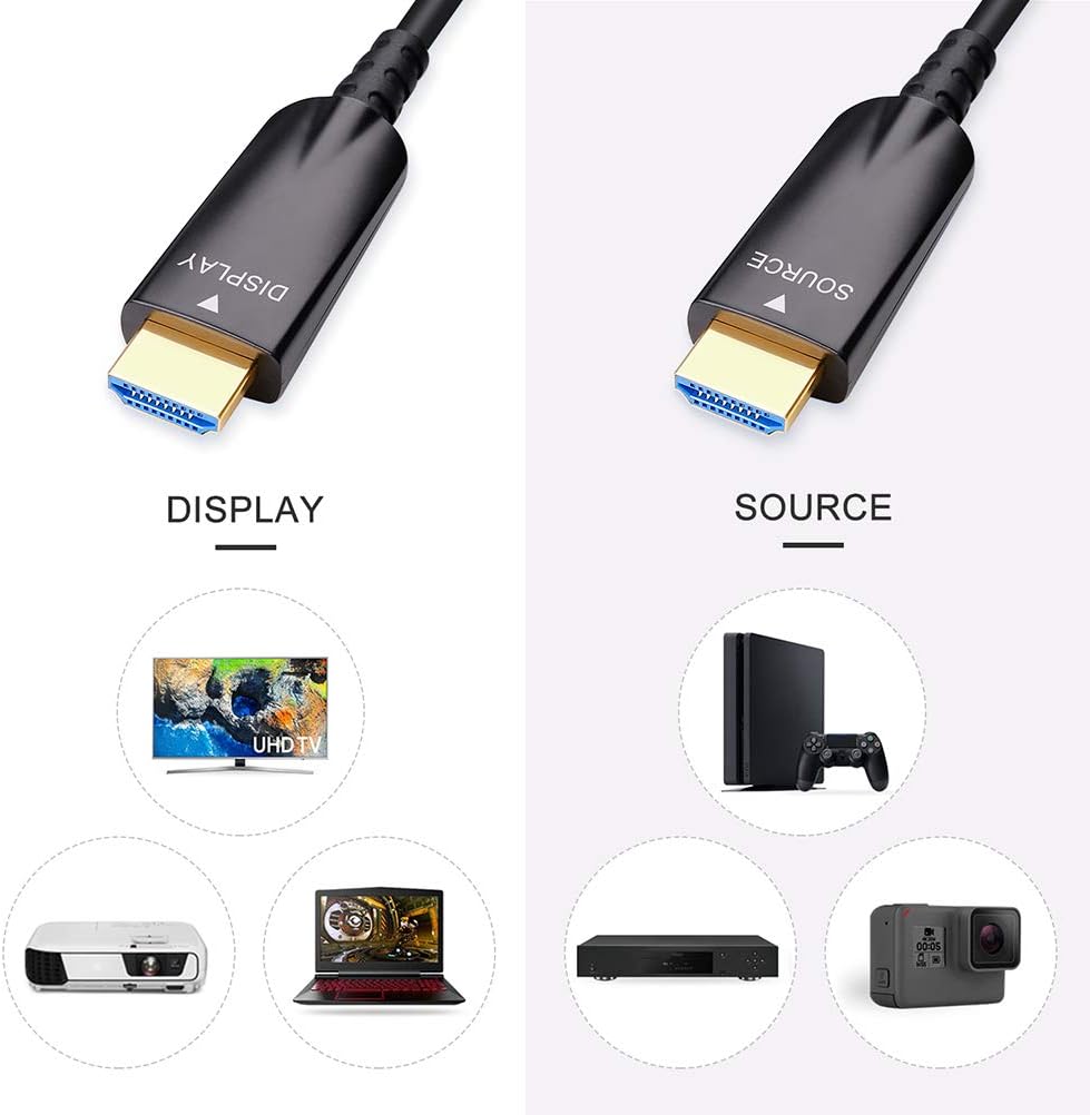 328 Feet Fiber Optic HDMI Cable 4K 30Hz 1080p 60Hz Black T8393