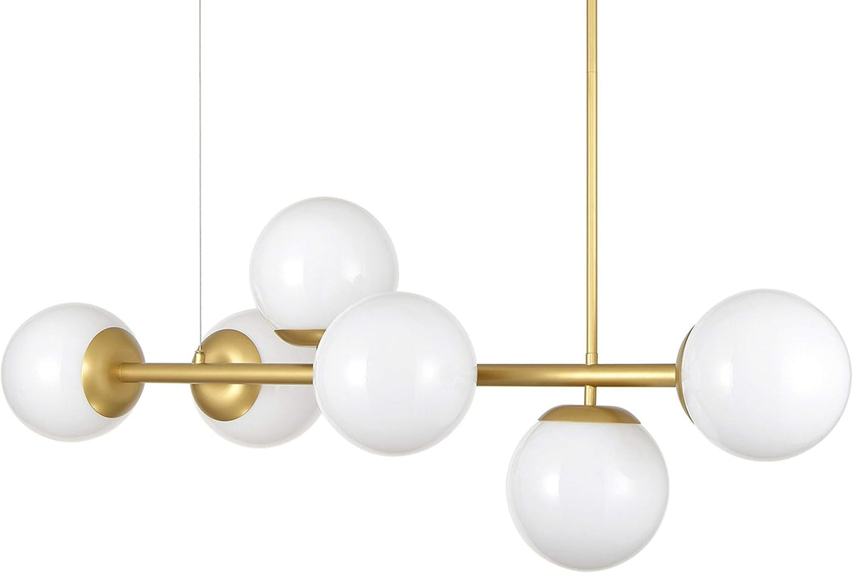 46 inch Satin Brass Frosted Glass Globe Chandelier M940