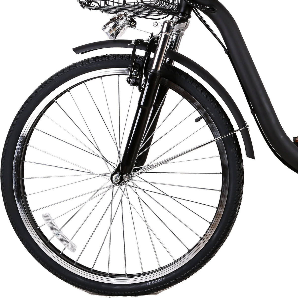 City Electric Bicycle 26x22 Camel Black with Plastic Basket Z605