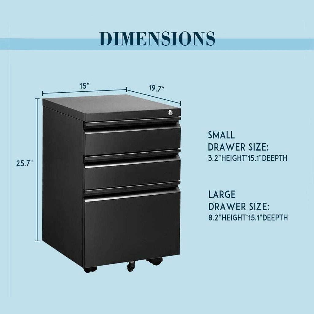 Metal 3 Drawer Mobile Cabinet with Locker L297592