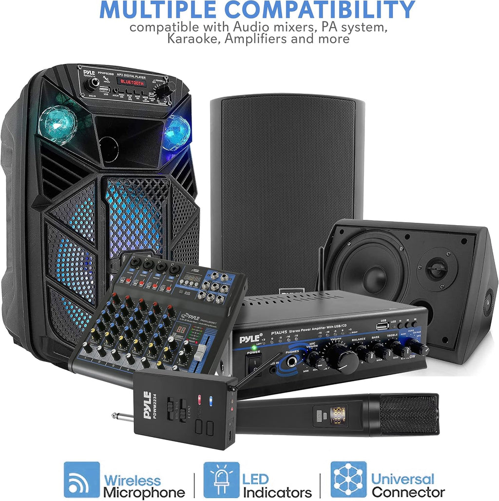 Portable Dual Wireless Microphone System with 2 Handheld Transmitter and 1 Receiver G6308