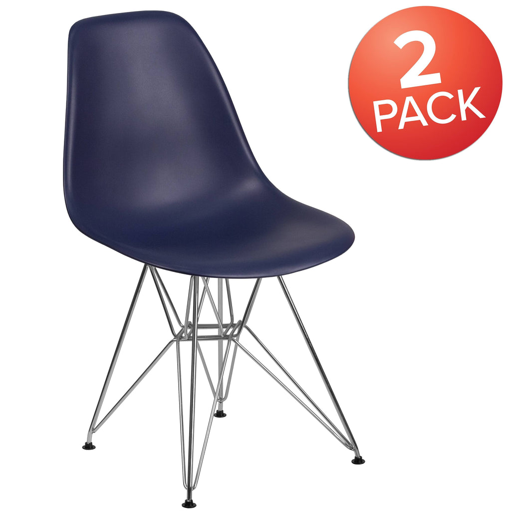 Blue Plastic Chair with Chrome Base N746