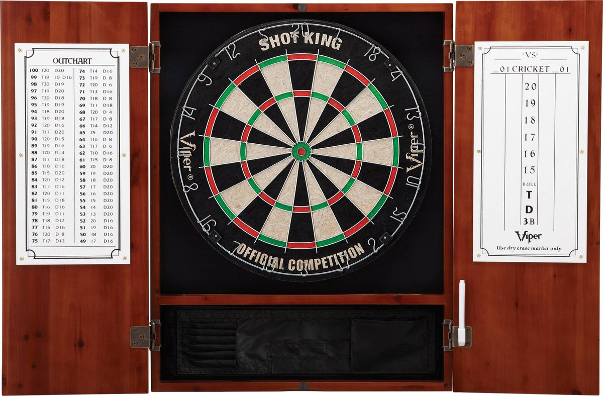 Solid Wood Cabinet & Sisal/Bristle Dartboard Set Q866031