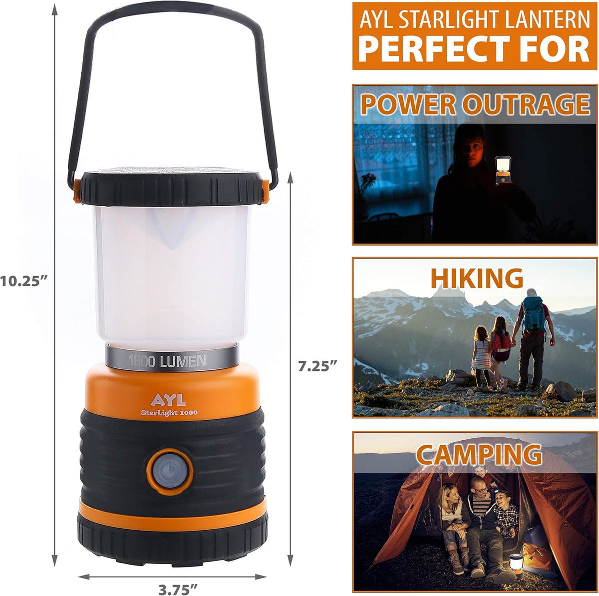 Rechargeable LED Camping Lantern 1800LM 4 Light Modes IP44 Waterproof Pack of 2 X6422