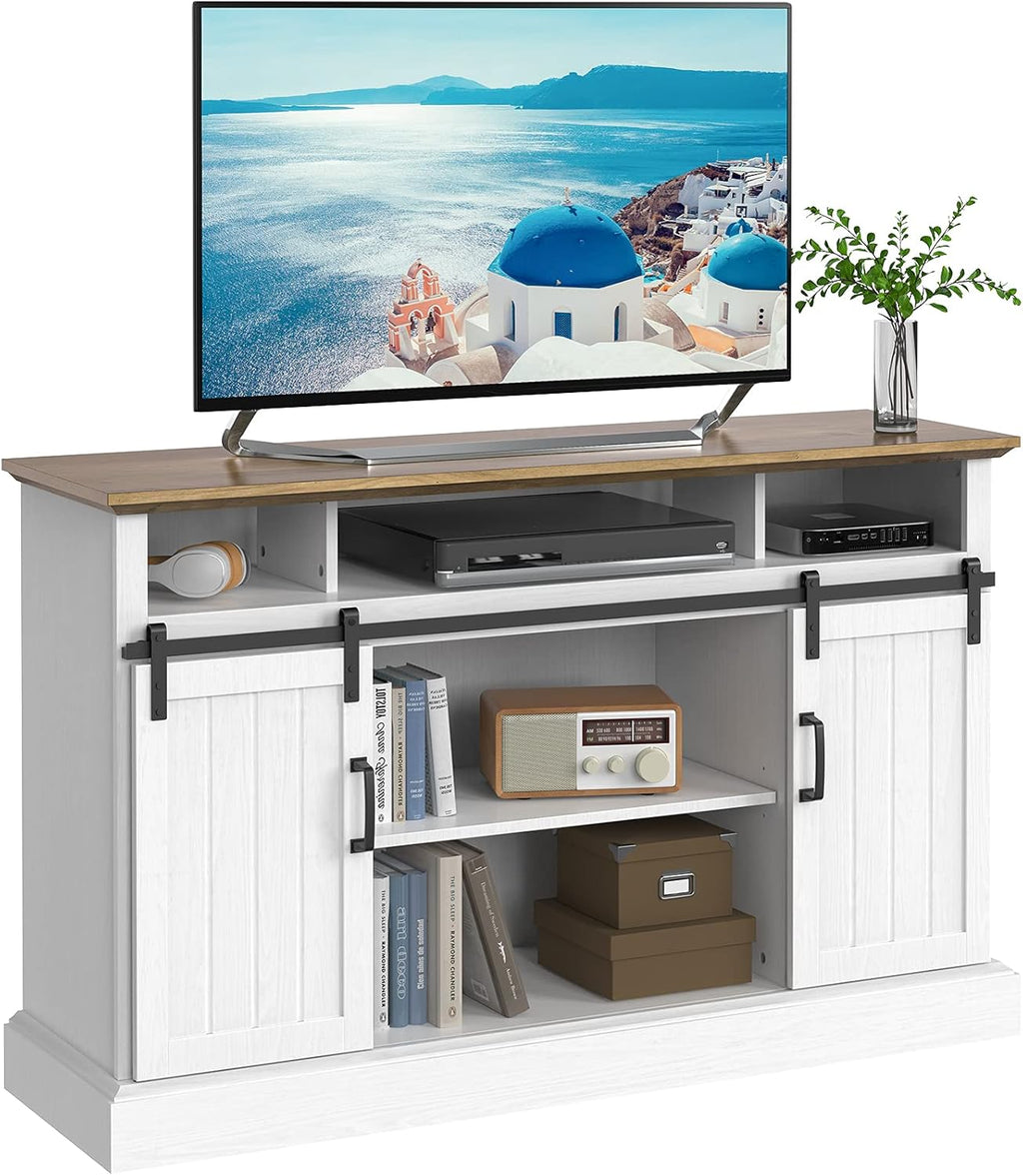 Farmhouse Sliding Barn Door TV Stand for TVs up to 65 Inch J3862