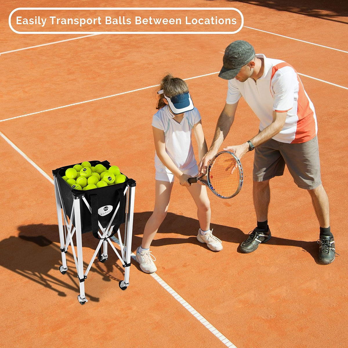 Tennis Ball Cart Holds 150 Balls with Carry Bag B508