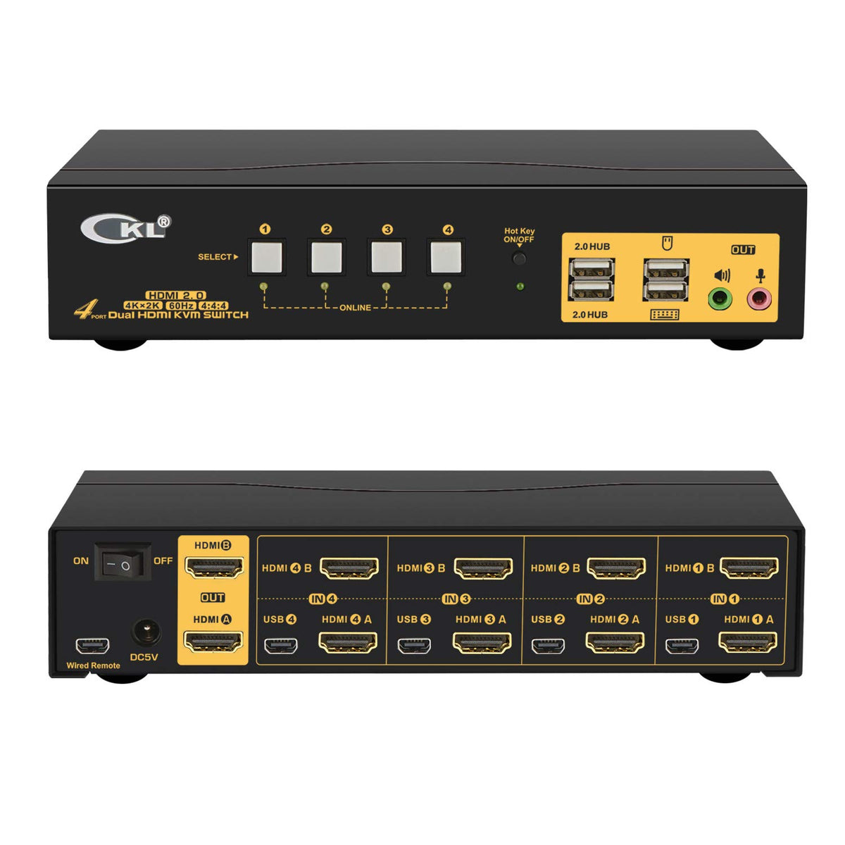 2x2 HDMI KVM Switch Dual Monitor USB 3.0 4K 60Hz with Cables Y171