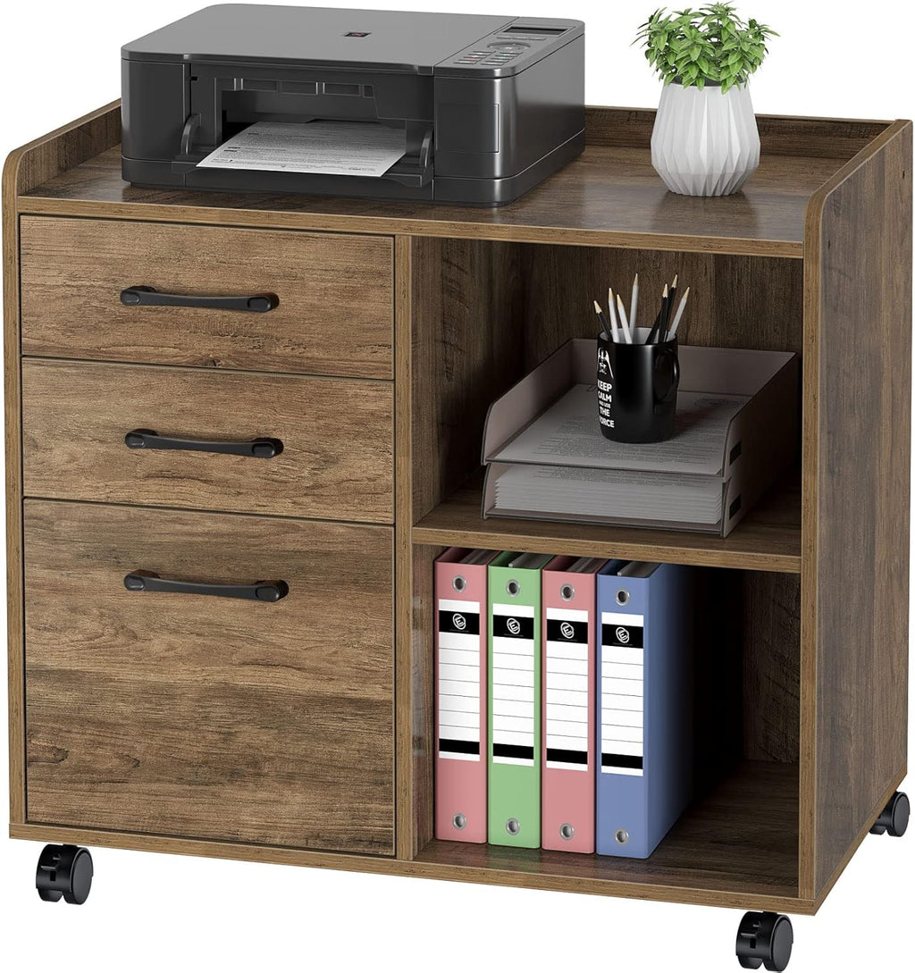 3-Drawer Black File Cabinet with Wheels K372957