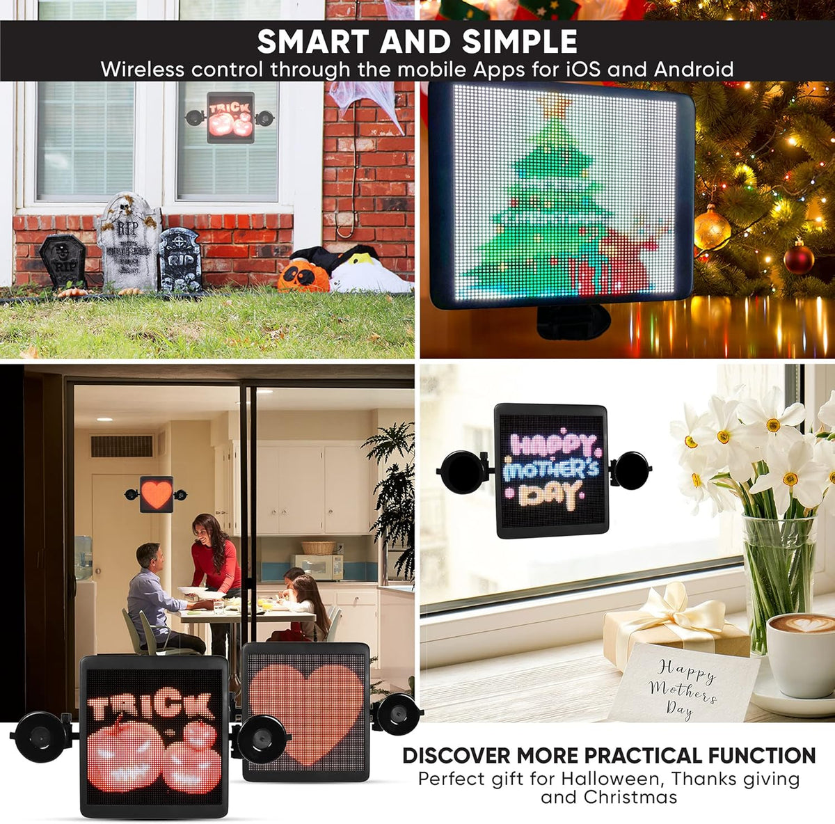 Smart LED Display 64X64 pix with Voice and Mobile App Remote Control Q5395