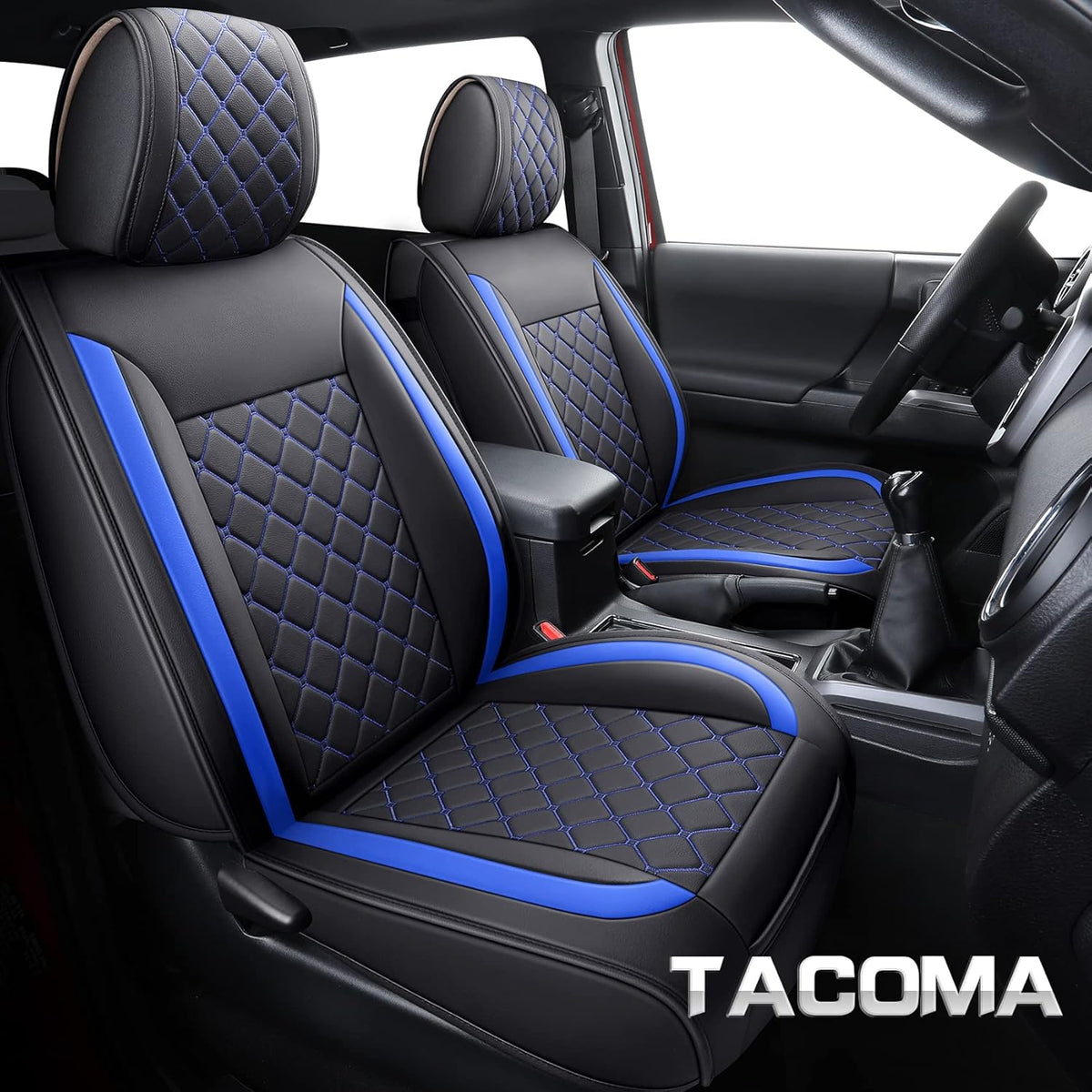 Waterproof Faux Leather Car Seat Covers Full Set Black-White H1986