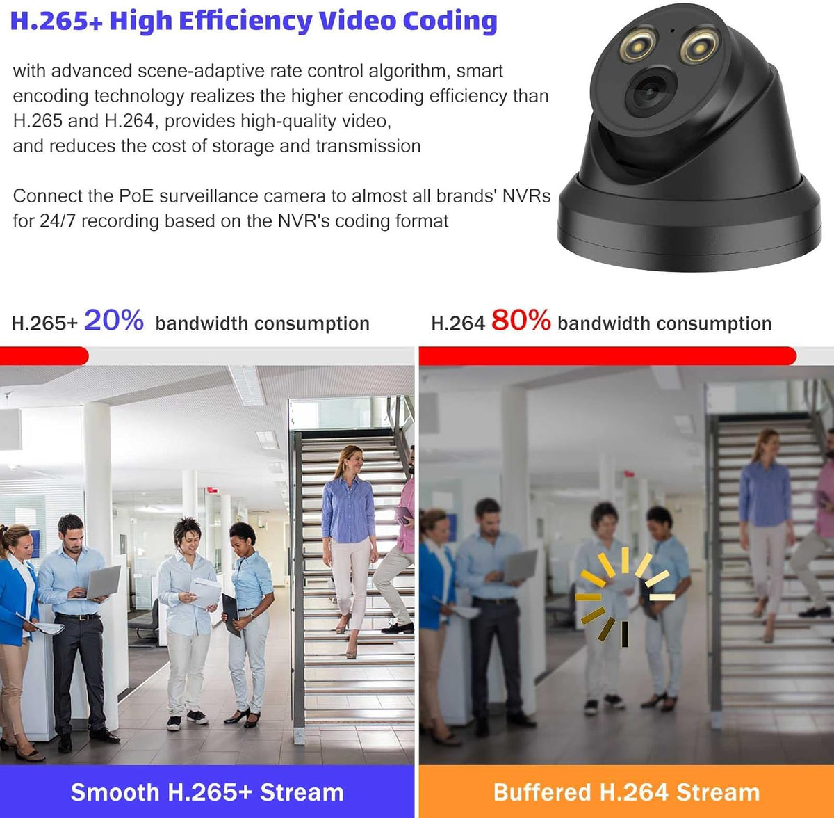4K 8MP Full Color Night Vision POE IP Security Camera, 2.8mm Fixed Lens, Built-in Mic, IP67 Waterproof G24020
