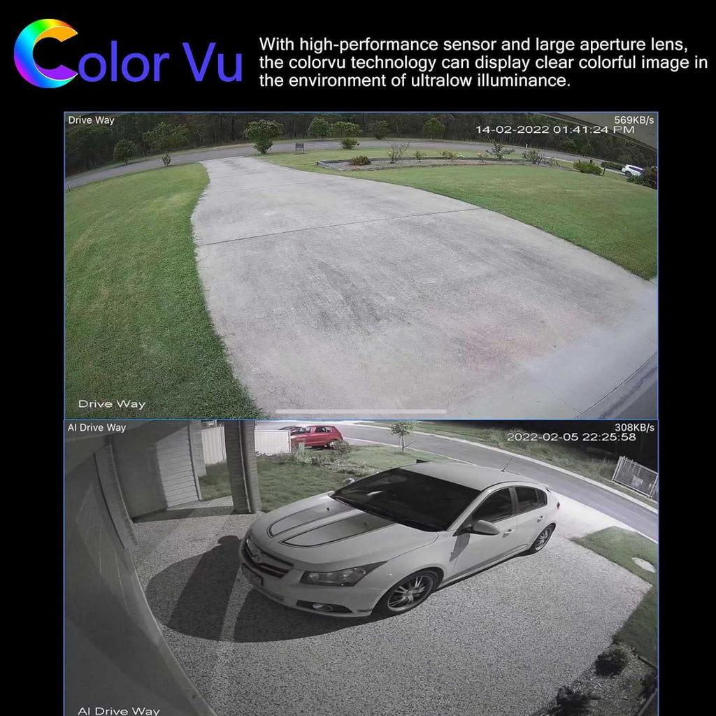 4K 8MP Full Color Night Vision POE IP Security Camera, 2.8mm Fixed Lens, Built-in Mic, IP67 Waterproof G24020