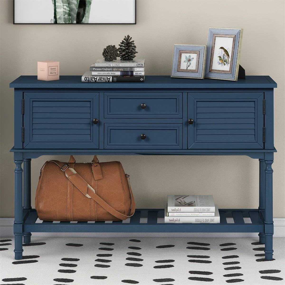 Navy Blue Console Table with 2 Drawers S79488