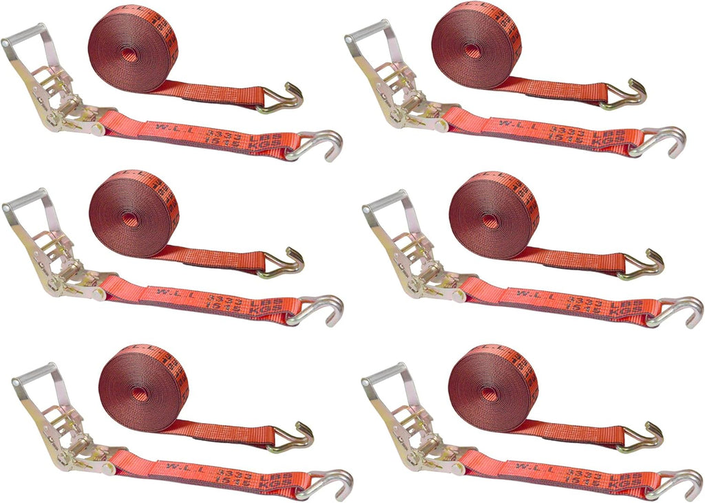 2” x 30’ Double Wire J Hook Ratchet Straps, 4 Pack B846