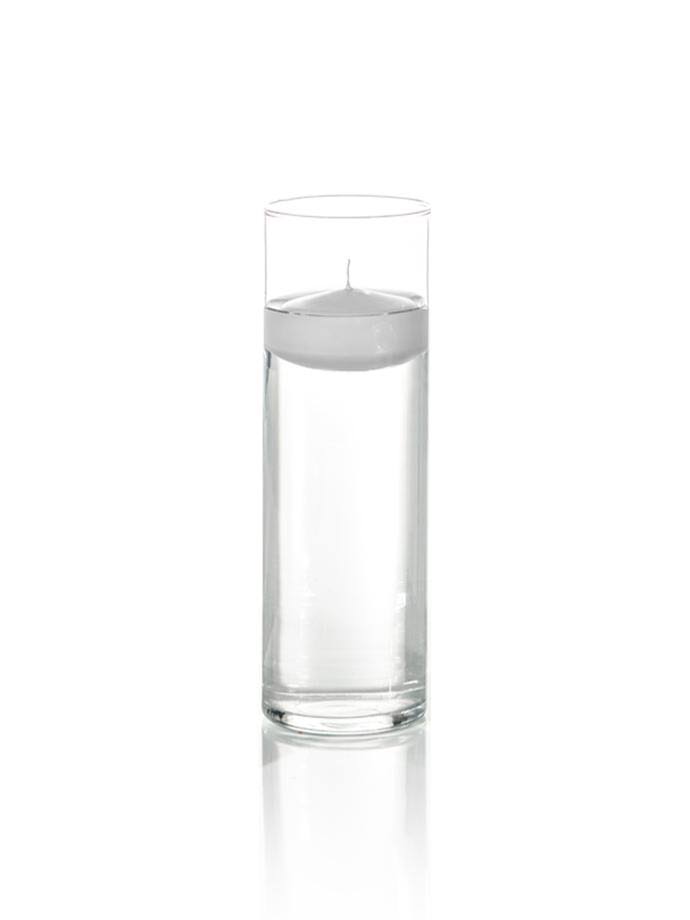 Set of 12 Floating Candles 9x22 Glass Light Gray Y26000