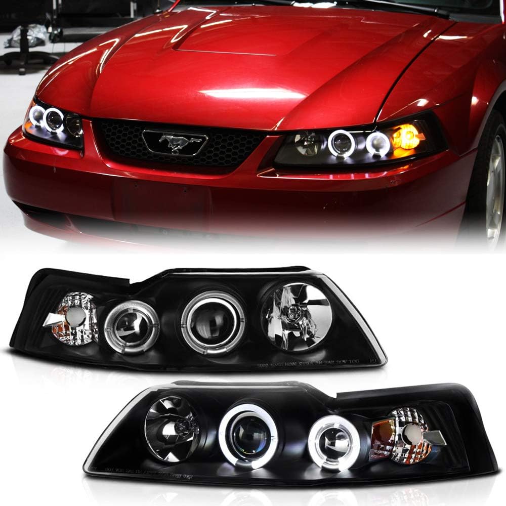 For 1999-2004 Ford Mustang Black Housing Projector Headlights F524971