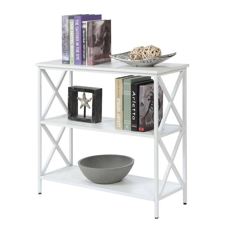 3 Tier White Wood Bookcase Q747