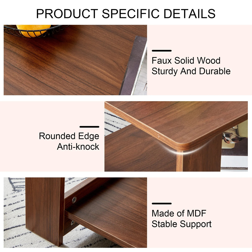 2-Tier Wood Coffee Table with Storage Z176059