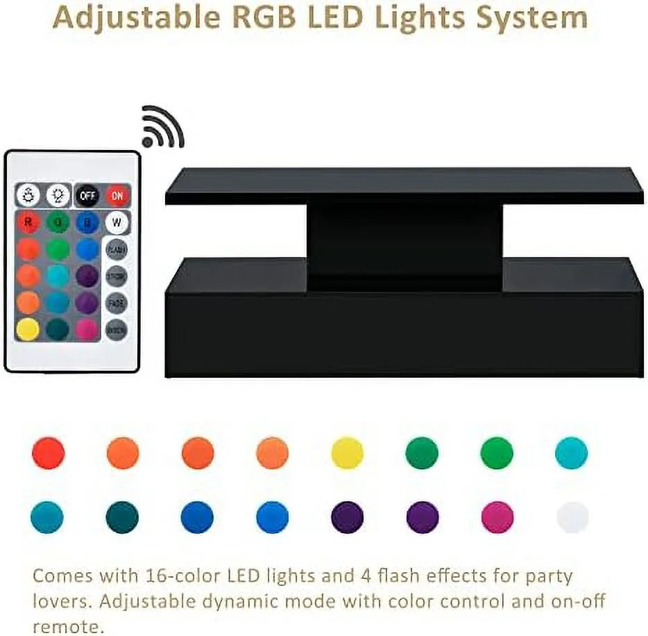 Modern High Glossy LED Coffee Table with 16 Colors Lights D554