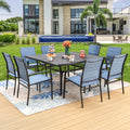 9-Piece Outdoor Patio Dining Set with Steel Table & Textilene Chairs S85773