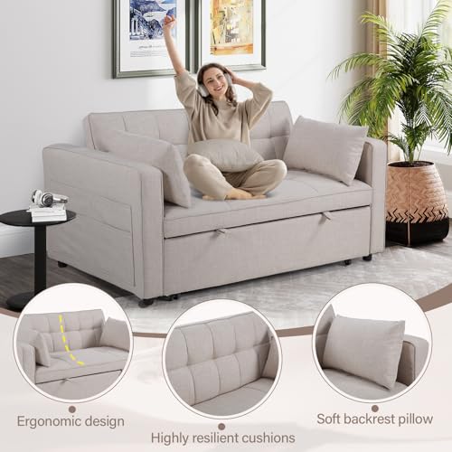 Grey 3-in-1 Convertible Sleeper Sofa Bed P89045