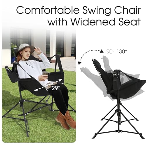 Oversized Blue Hammock Camping Chair with Stand and Storage Bag M42380