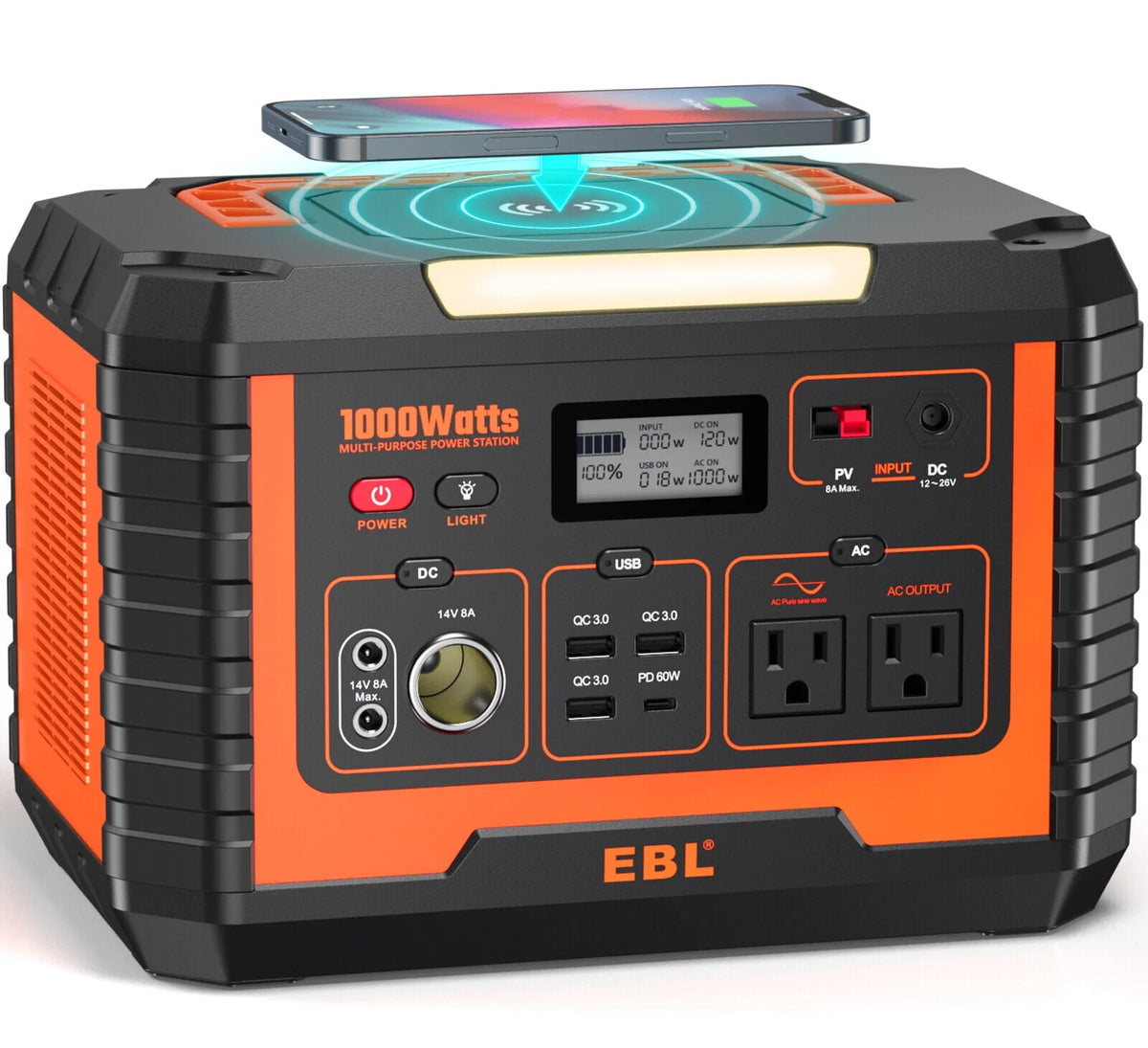 Portable Power Station 1000W Solar Generator 270000mAh Waterproof P16094