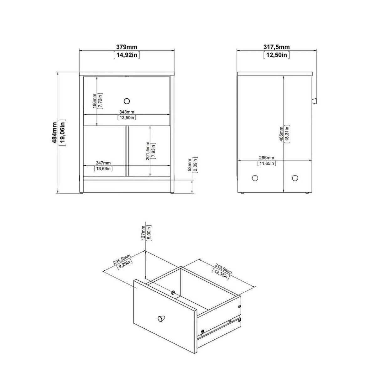 2 Piece 1 Drawer Nightstand Set G244388