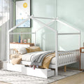 White Full Size Solid Wood House Bed with 2 Drawers B271