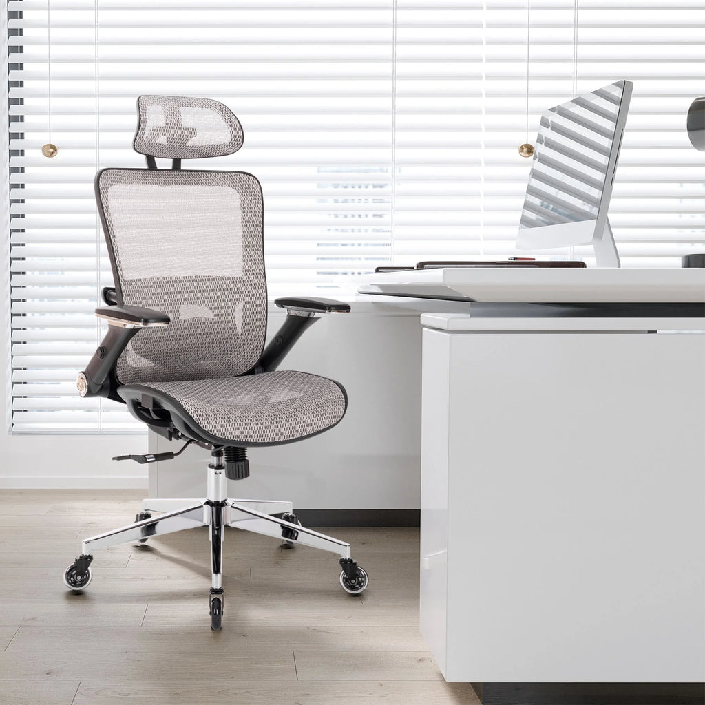 Grey Ergonomic Mesh Office Chair with Lumbar Support K8407