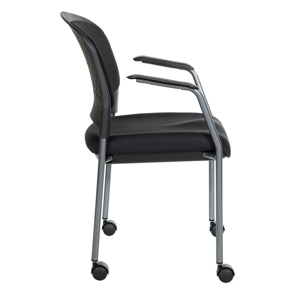 Black Fabric Rolling Visitors Chair with Casters E591