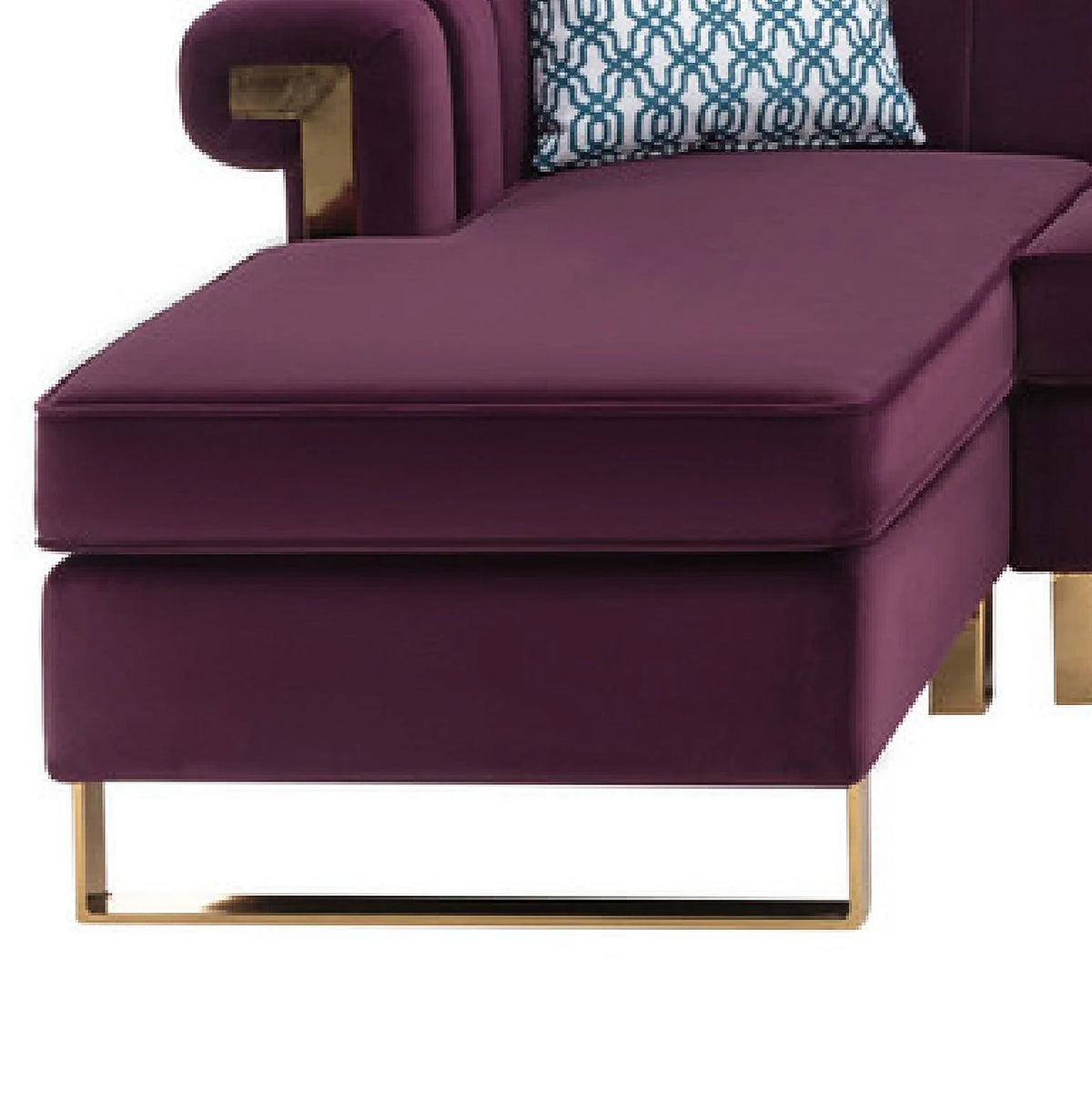 Purple Velvet 6-Seater Sectional Sofa with Storage Ottoman R7833