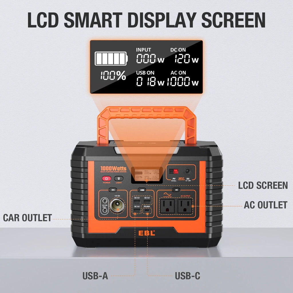 Portable Power Station 1000W Solar Generator 270000mAh Waterproof P16094