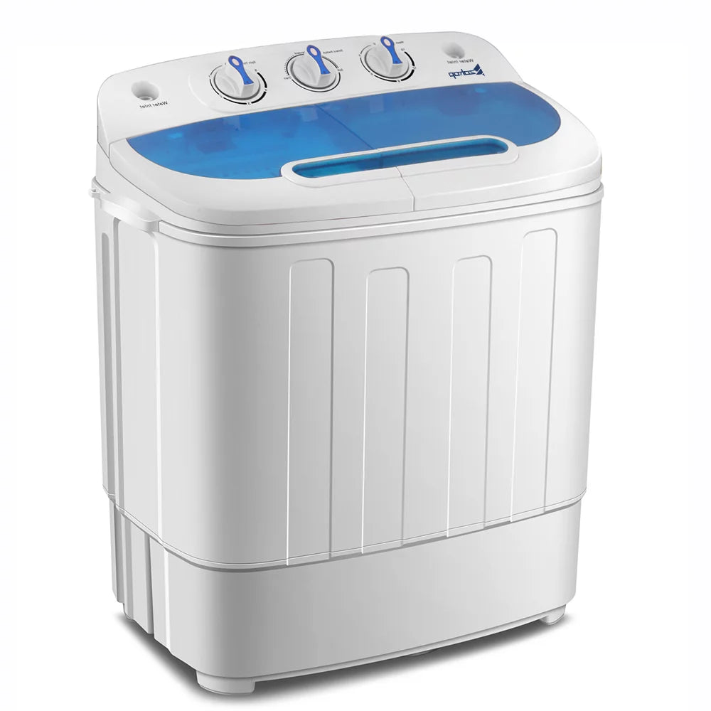 Portable 15lbs Mini Twin Tub Compact Laundry Washer, Blue J6836