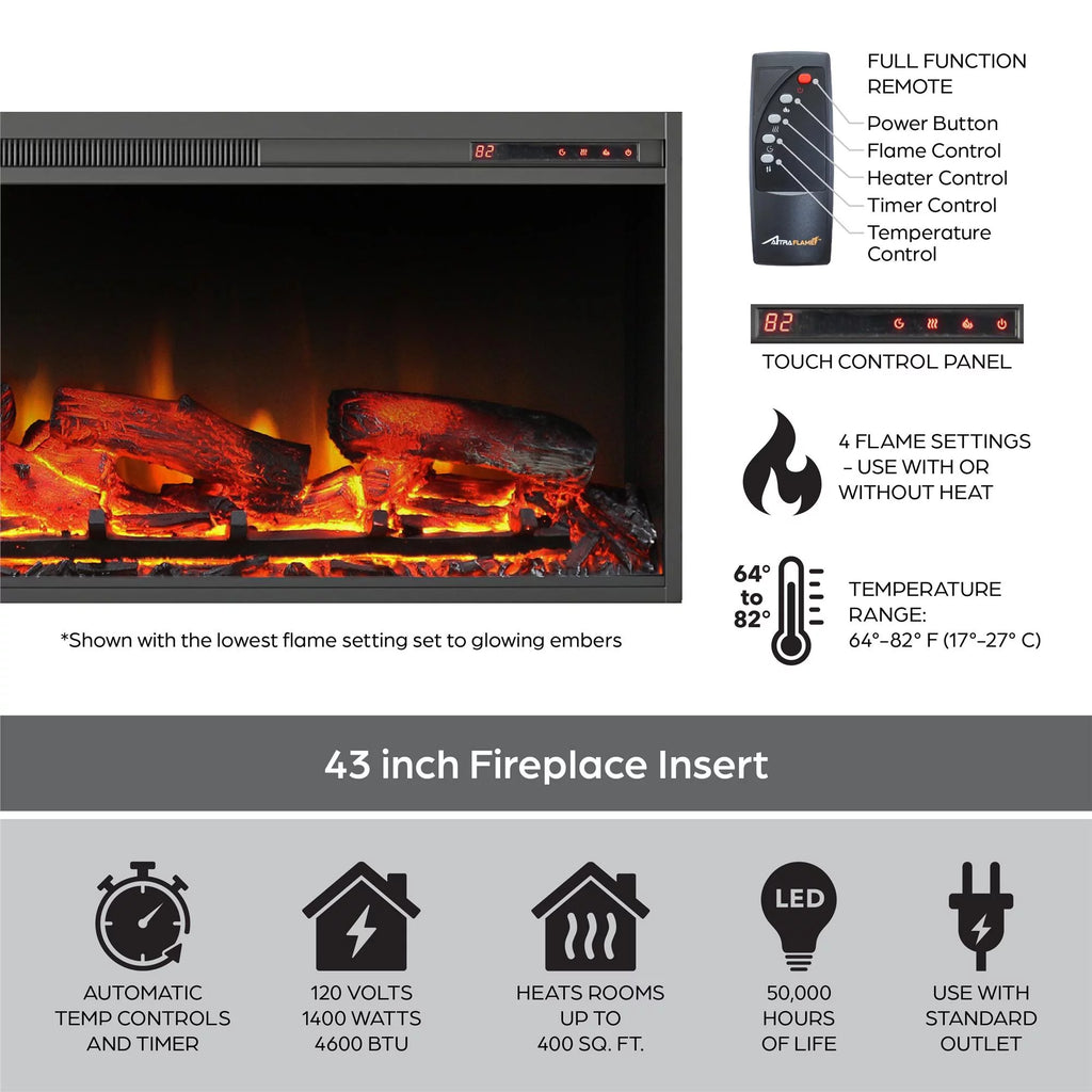 Wide Mantel with Linear Electric Fireplace H9477