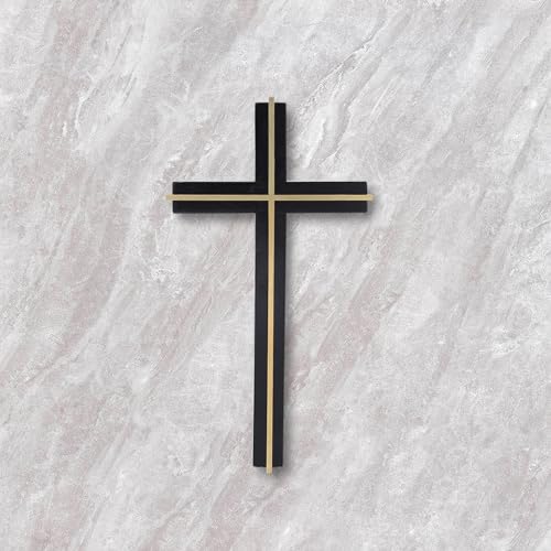 Handmade Black Gold Wooden Wall Cross U7496