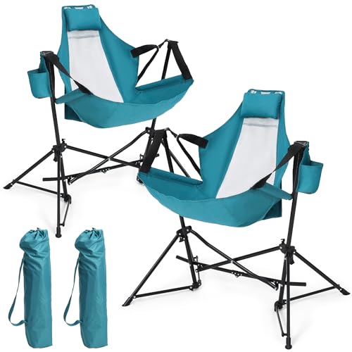 Oversized Blue Hammock Camping Chair with Stand and Storage Bag M42380