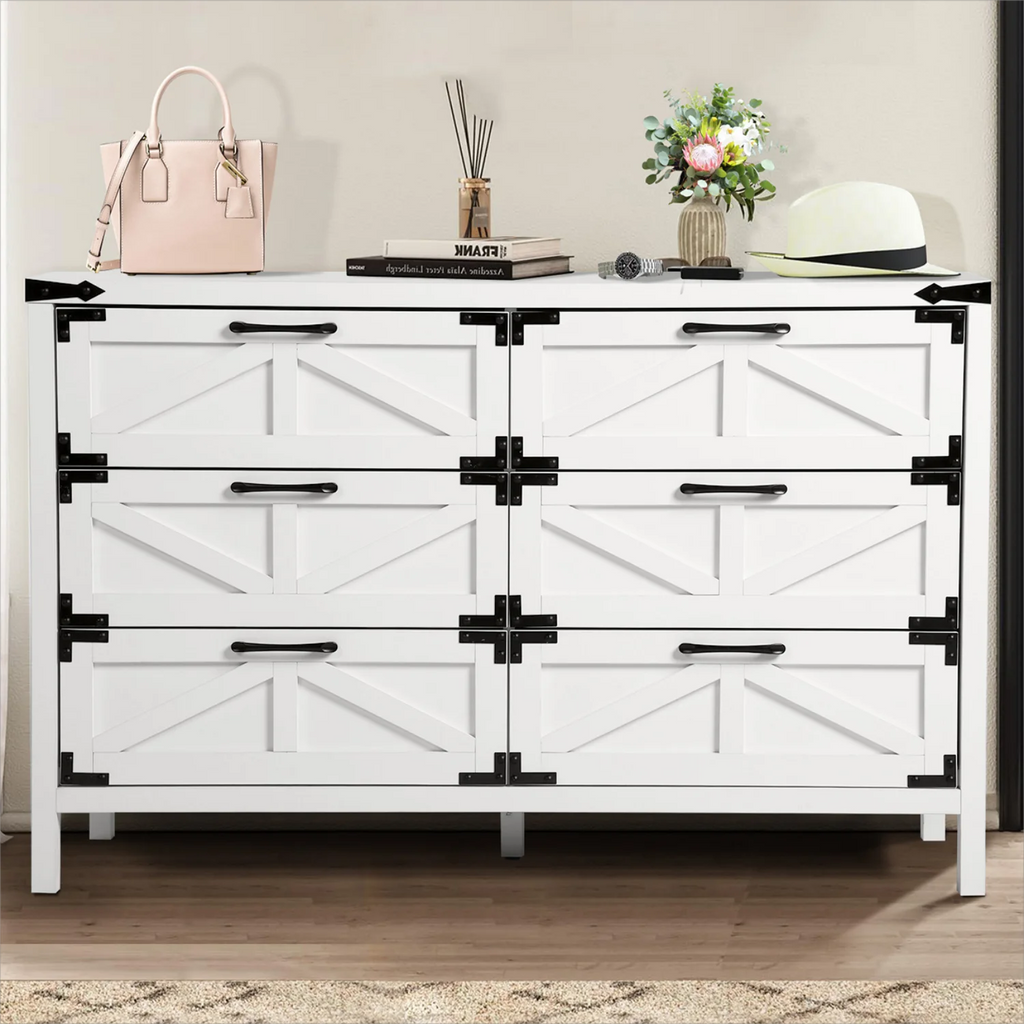 White 6 Drawer Dresser B211