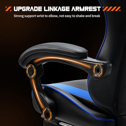 Blue PU Leather Recliner Gaming Chair with Footrest G413
