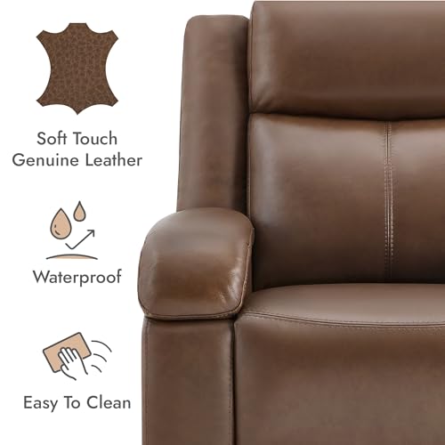 Genuine Leather Power Recliner Chair with Power Headrest T623